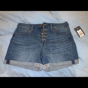 High-rise button fly denim shorts